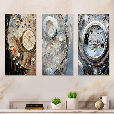 Silver And Gold Luxuy Watch - Watches Wall Art Living Room Set Of 3