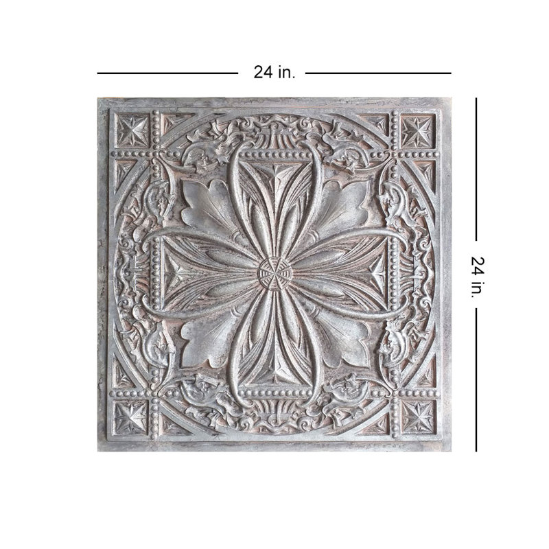 Milan 24'' L x 24'' W Textured PVC Drop-In & Glue Up Ceiling Tile Ceiling Tile, Weathered Iron
