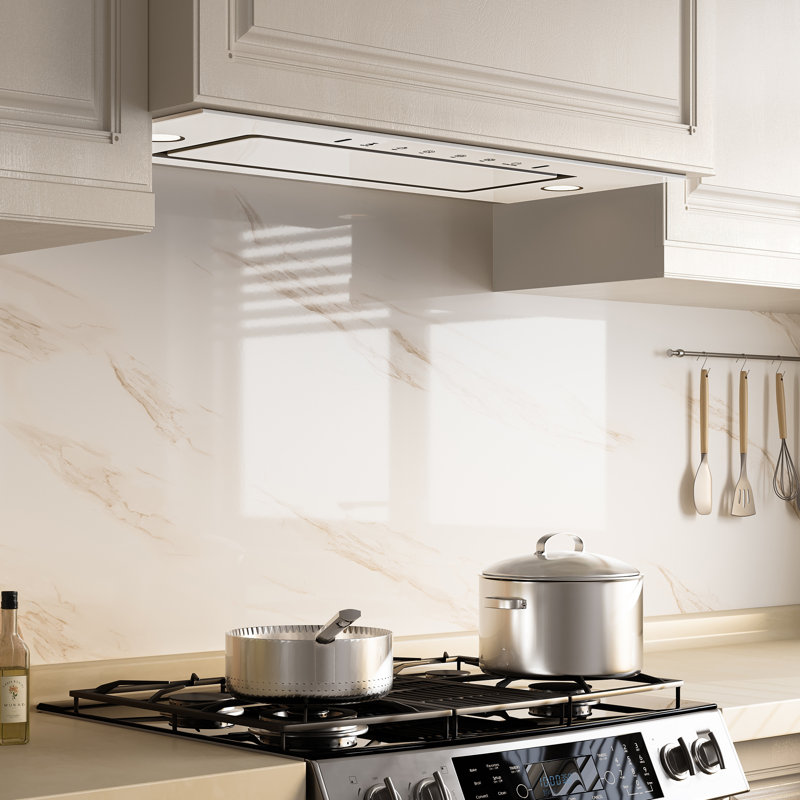 Hotte encastrable convertible 36 "en acier inoxydable avec filtre à chicane VIKIO 36" 900 CFM, Blanc