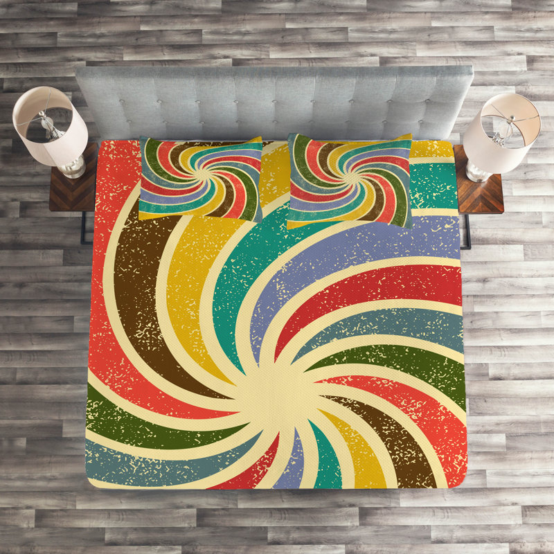 Groovy Modern & Contemporary Polyester Coverlet, Queen Bedspread + 2 Shams