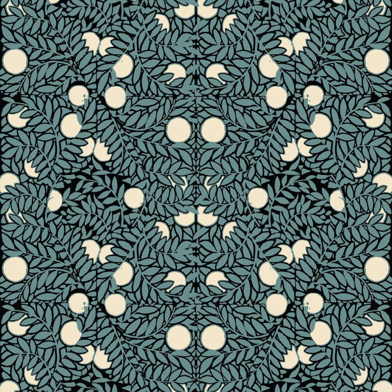 Orange Bush 10' L x 24" W Peel and Stick Wallpaper Roll, Blue, Faux Grasscloth