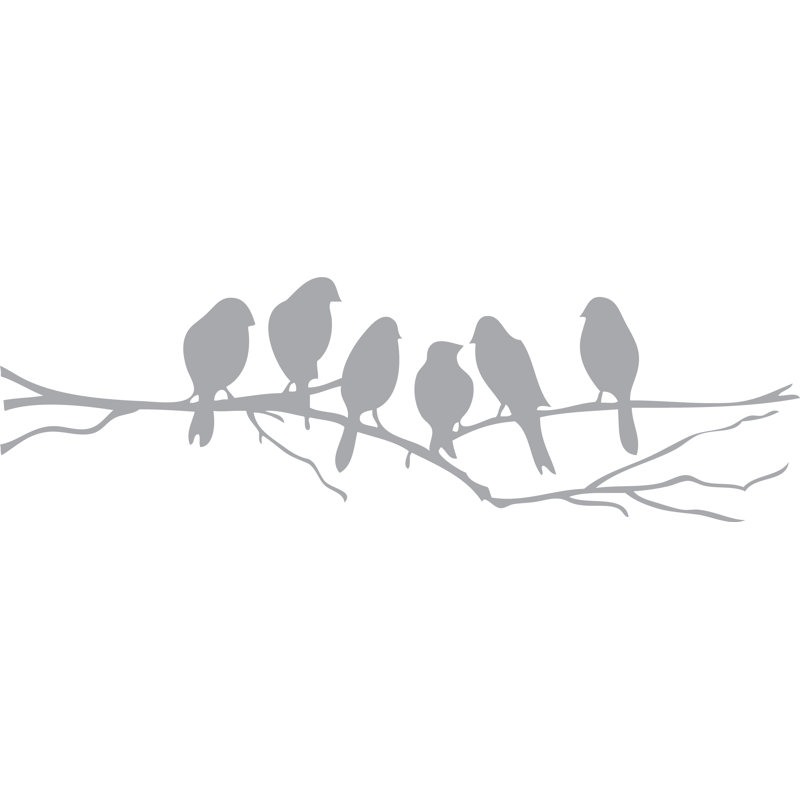 Autocollant mural en vinyle PVC - citation de branches d'oiseaux - décoration murale amovible et facile à appliquer, Argent