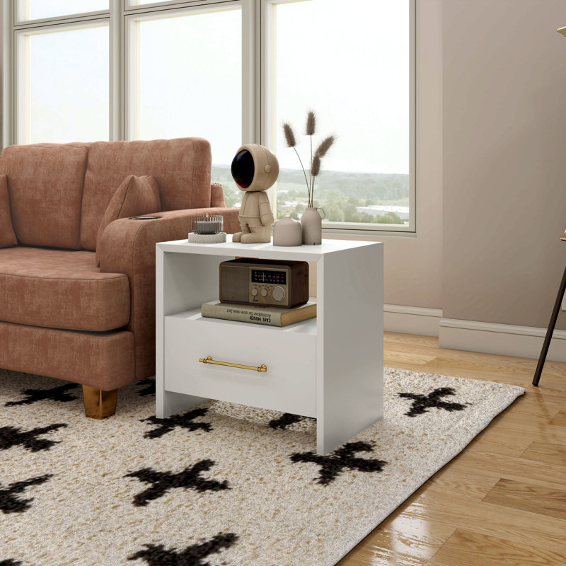 Karyn Single Drawer End Table, White