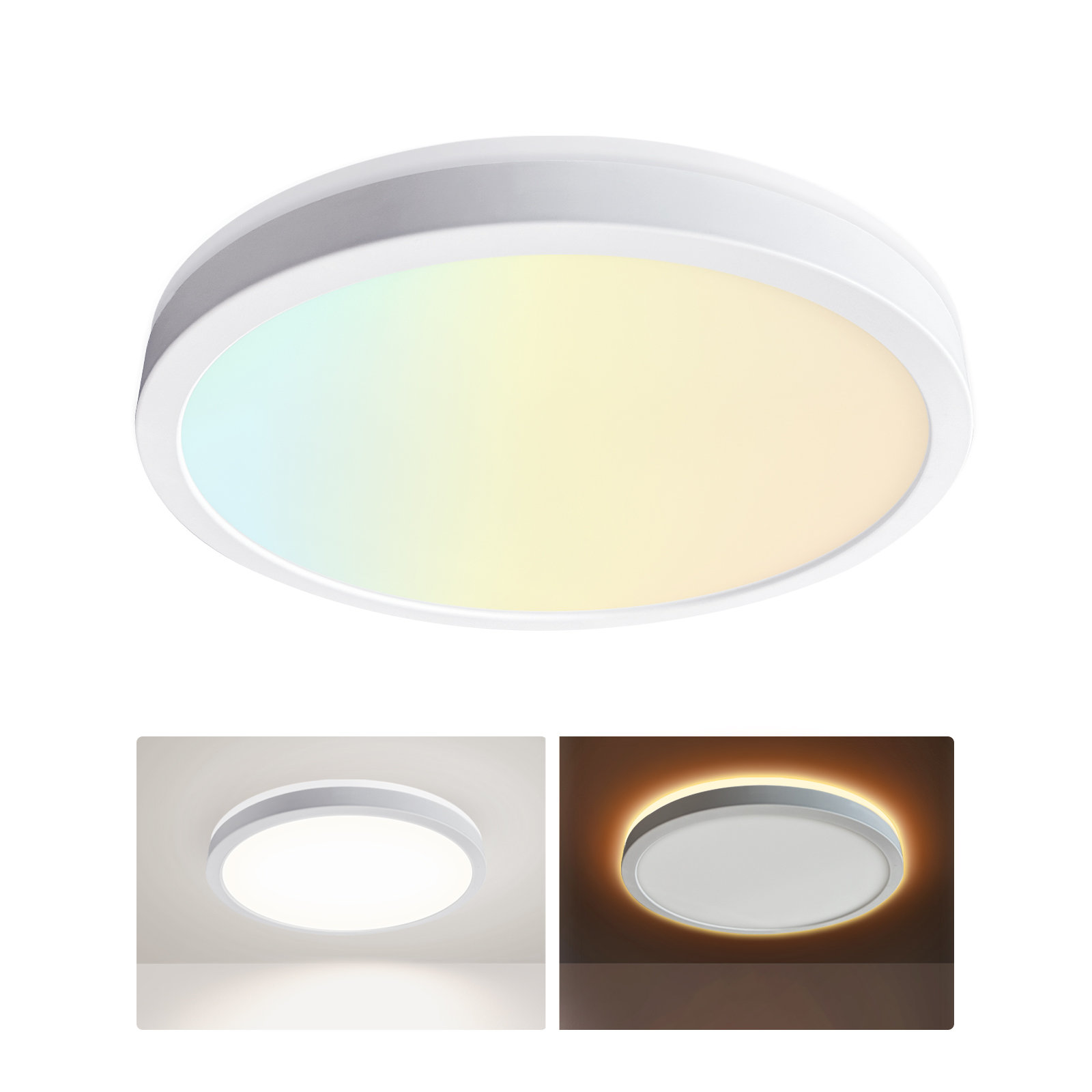 Wrought Studio™ 7in.White Round 5CCT Selectable Integrated LED With ...
