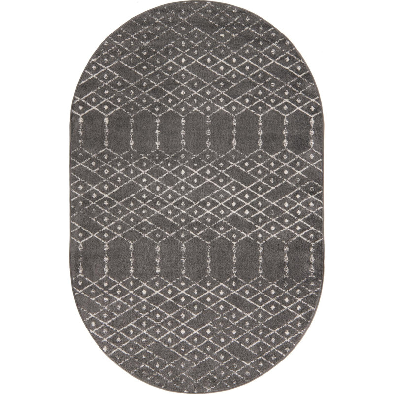 Ippazio Geometric Indoor Rug, Oval 5'3" x 8'