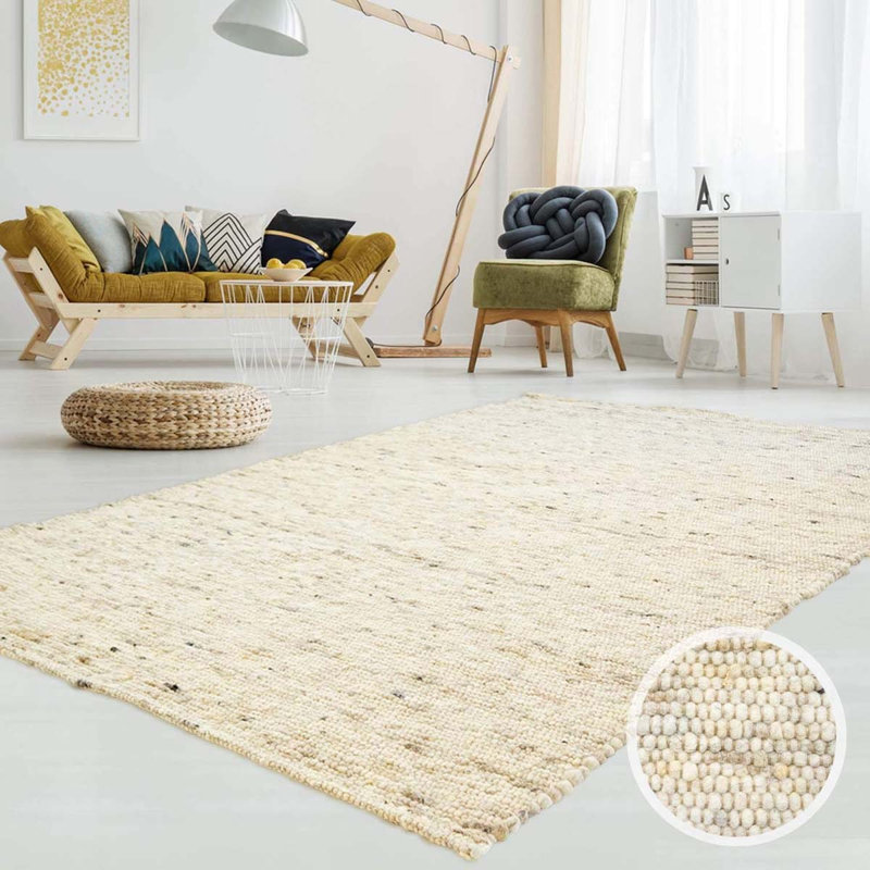 Aherne Hand Woven Beige Indoor Rug, Rectangle 170 x 230cm