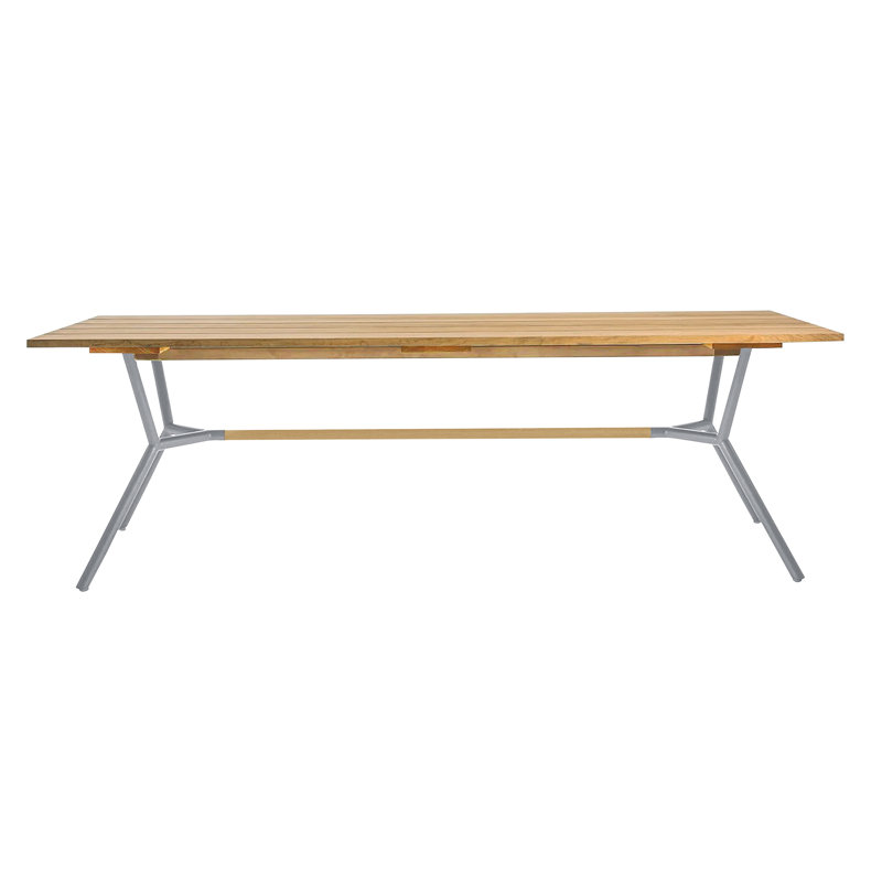 Reef Rectangular 29.5" Dining Table, Teak, Stainless Steel, 29.13" H x 70.88" W x 39.38" D