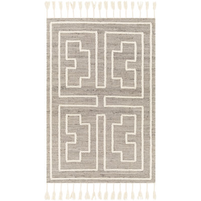 Tapis gris / blanc tissé à plat à la main Rodriguez
