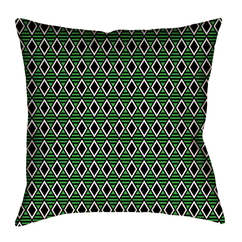 Coussin Katelyn Elizabeth, 28 po x 28 po, Noir / Vert