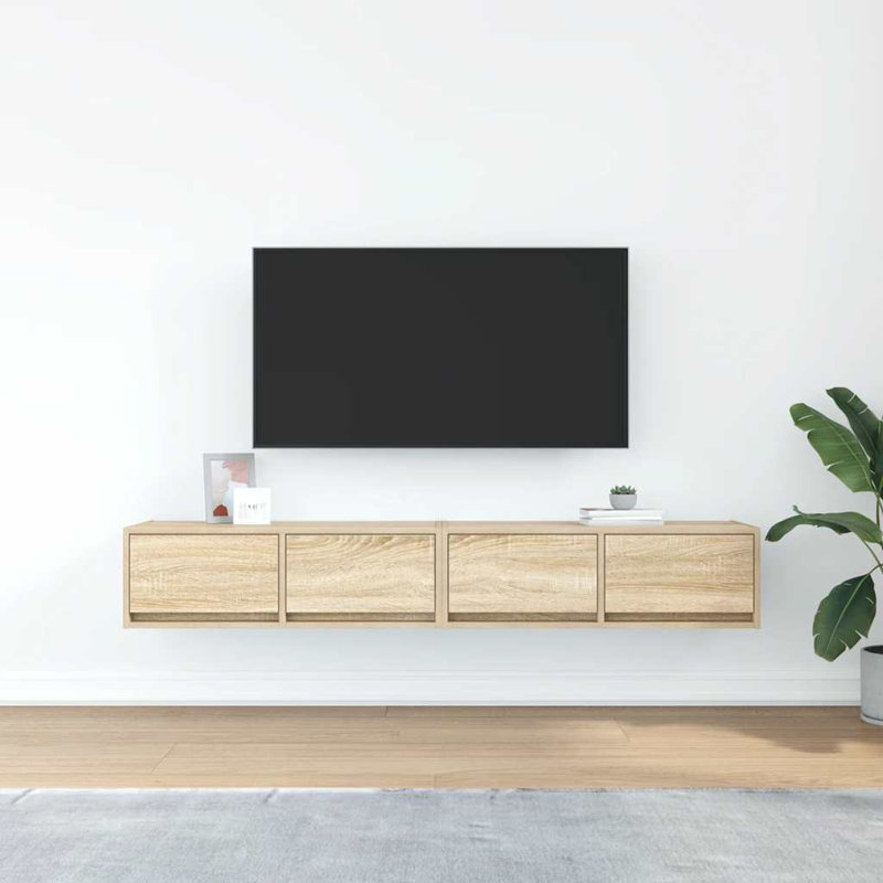 TV Cabinets 2 Pcs 31x25.5 Cm Engineered Wood, Sonoma Oak, 80 cm