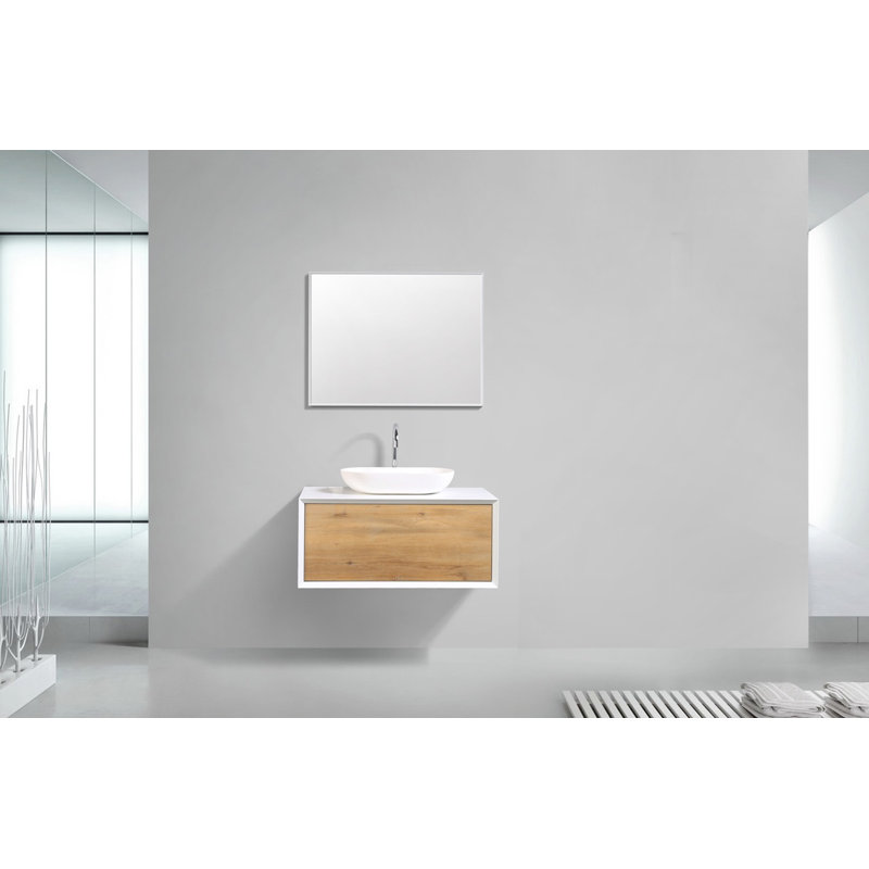 Alma 12'' White Polymarble Oval Bathroom Sink with Overflow