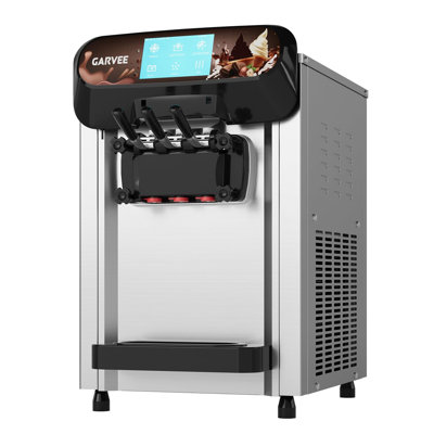 2+1 Flavours 2000W Commercial Soft Serve Ice Cream machine, 5.8-7.9 gal/H Soft Serve Machine with 7 in Display, Self-Cleaning, High Productivity Equipment for Restaurants & Snack Bar