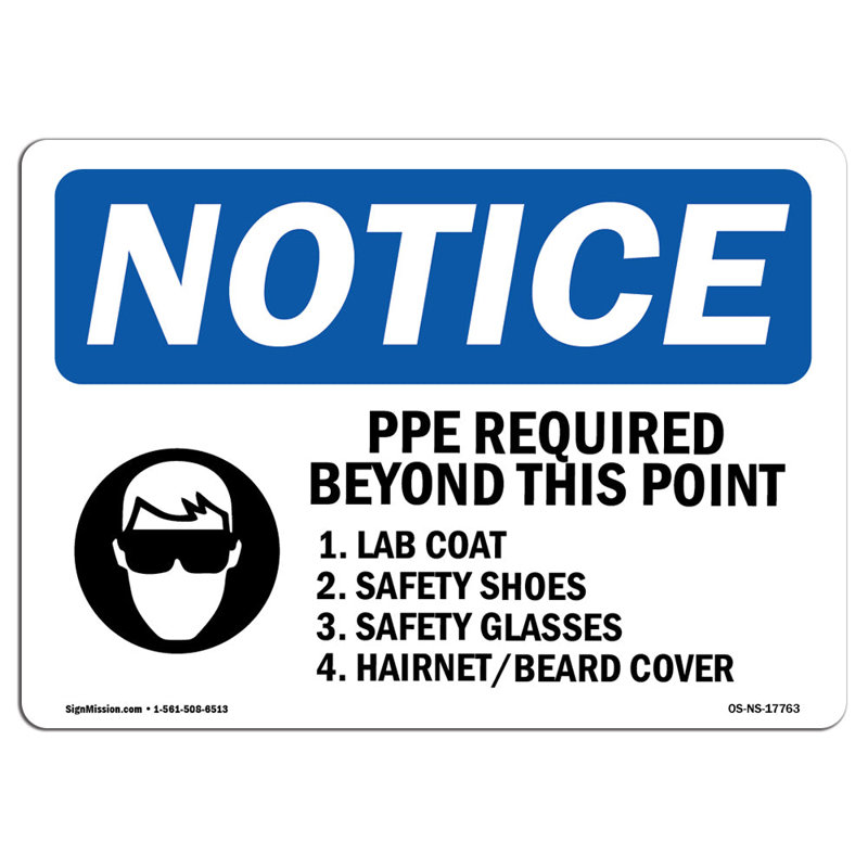 Notice Ppe Required Beyond This Point, 12'' H X 18'' W