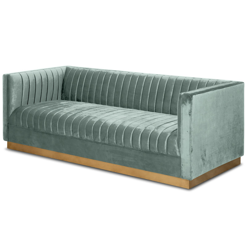 Dunigan 83'' Velvet Sofa, Light Blue