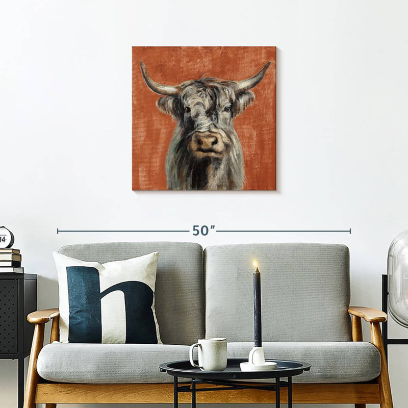 Brampt Highland Cow sur terre cuite, H 24 po x l 24 po