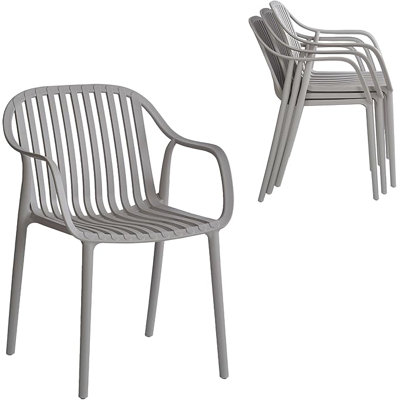 Modern Stackable Outdoor & Indoor Plastic Dining Chairs Set, Armchairs Set, Weather-Resistant, Ideal for Patios, Cafes, and Home Use, Set of 4 by Xdeco