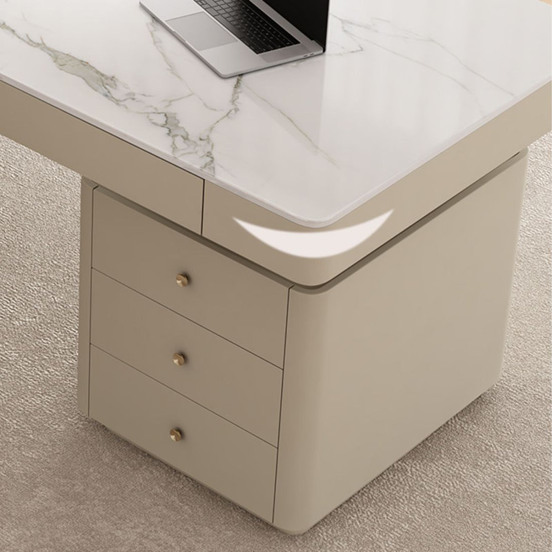 Bureau d'écriture avec tiroirs Beige, H 29,53 po x l 62,99 po x P 27,56 po