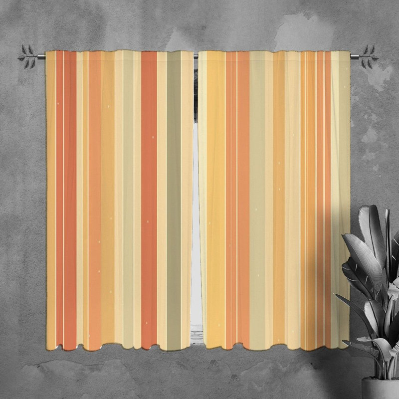 Paire de rideaux obscurcissant en polyester Tanica, L 20 po x L 61 po, Orange/beige