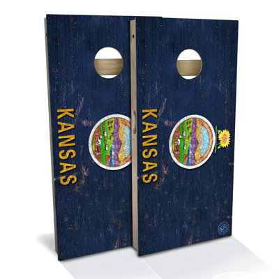 Kansas Flag Cornhole Board Set | Includes (2) Boards, (8) Bags & Optional Accessories