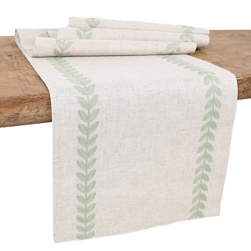  Truesdale Floral Rectangular Table Runner, 90" L x 15" W, Green
