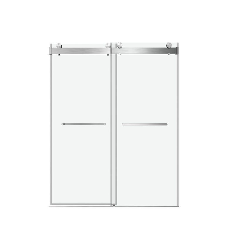 56 to 60 in. W x 76 in. H Double Sliding Frameless Soft-Close Shower Door, Premium 3/8 Inch (10mm) Thick Tampered Glass and Easy-cleaning Coating 23D02-60C
