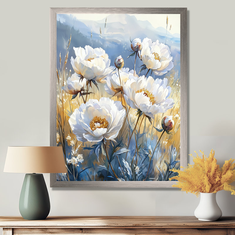 Bartram - Floral Wall Art, Argent argent, H 20 po x l 12 po, Reproduction encadrée d'une seule photo