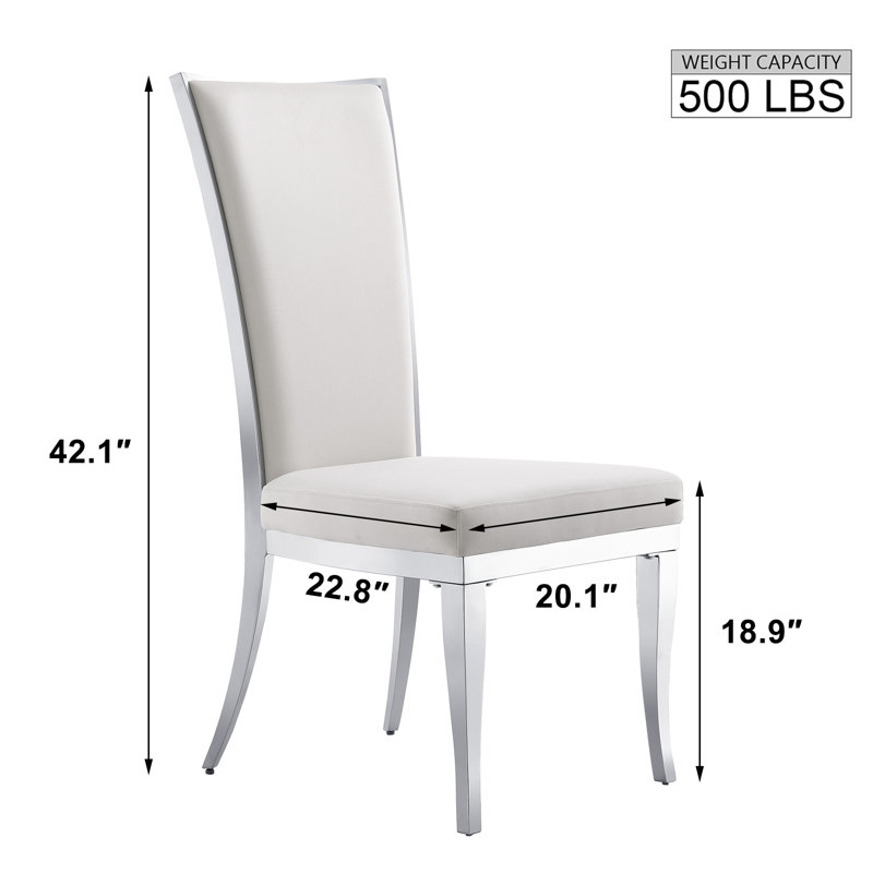 Chaise d'appoint rembourrée en velours Ismary, Blanc, Argent argent