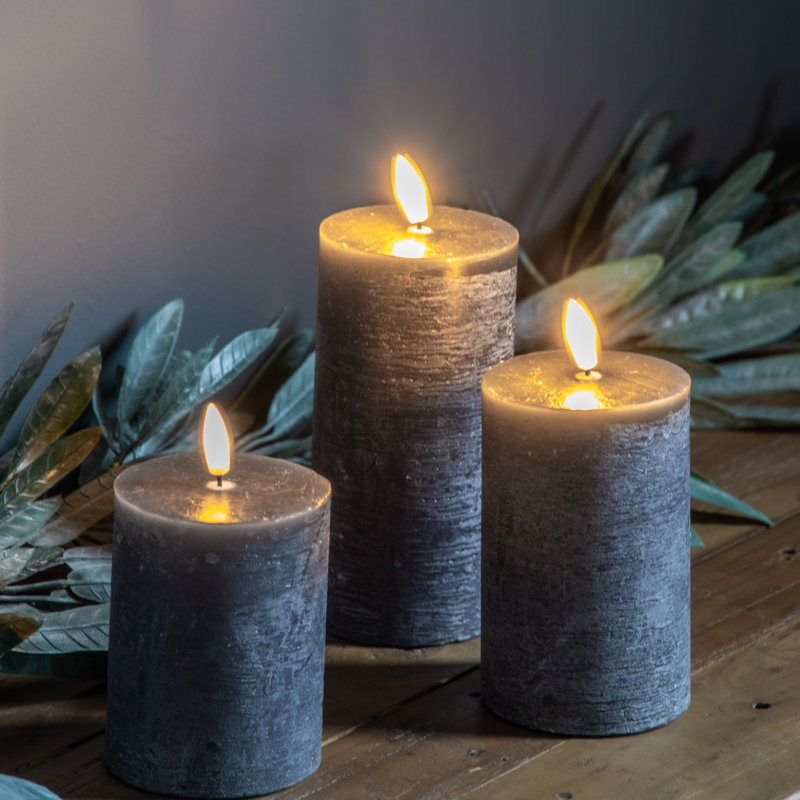 LED Candle Rustic Unscented Flameless Candle, Grey
