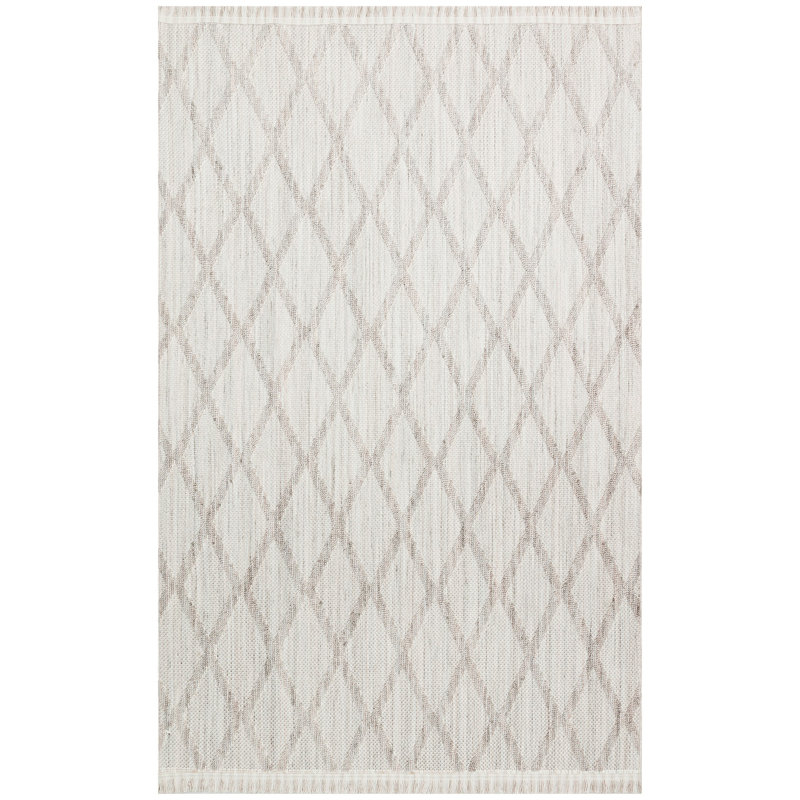 Tapis géométrique en polyester tissé à la machine Ralphs, Rectangle 5 pi 3 po x 7 pi 7 po