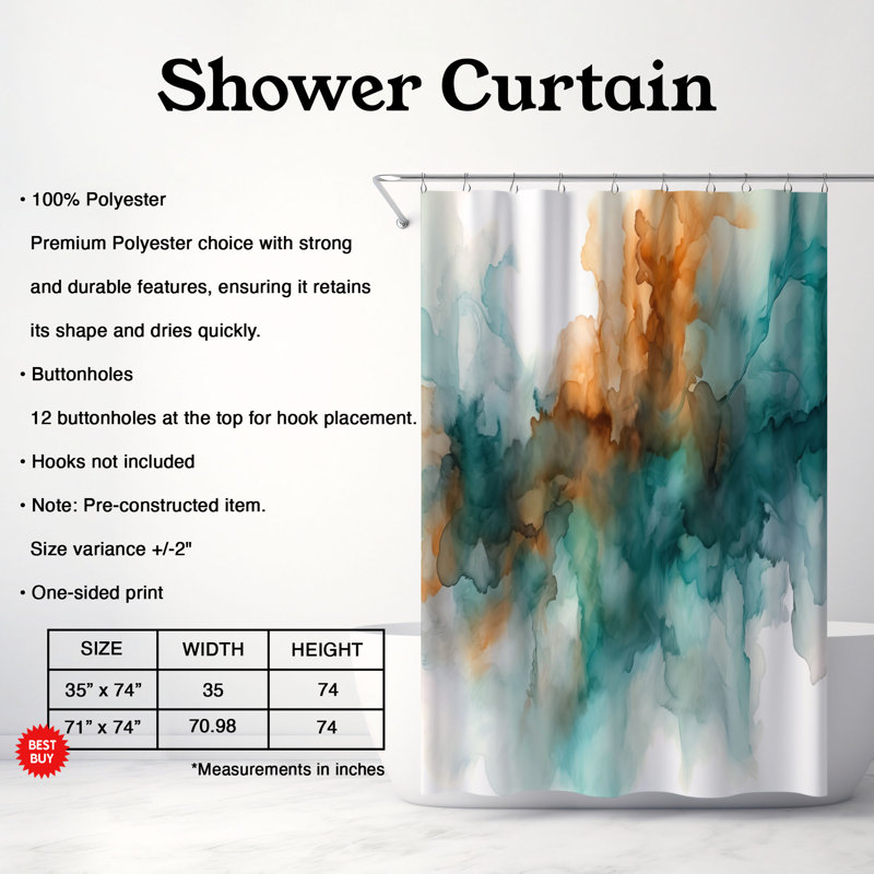 Rideau de douche en marbre Florjan, H 74 po x l 71 po