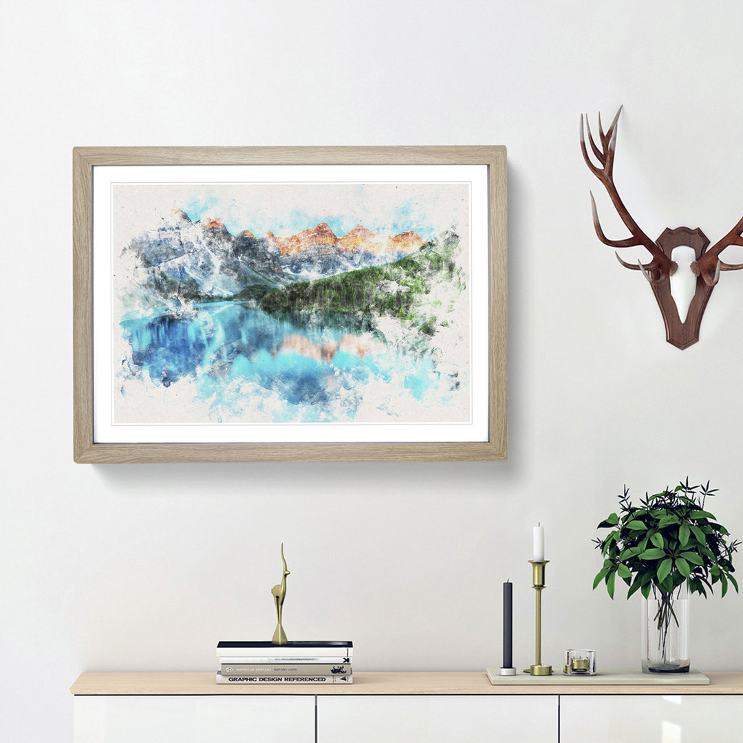 Banff National Park in Alberta Canada Watercolour - Framed Print