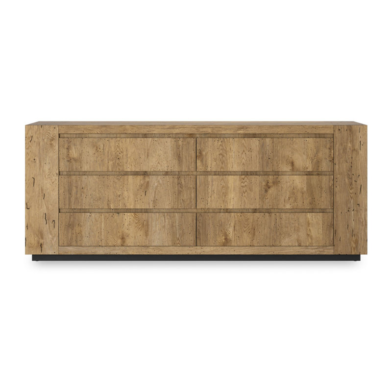 Keedan 6 Drawer Dresser, Rustic Wormwood Oak