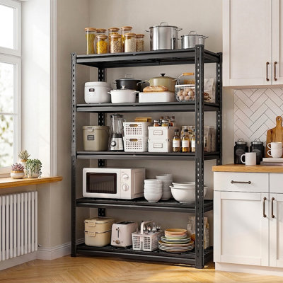 Étagère de garage en maille d'acier robuste de 40 po x P 16 po avec cadre à bord roulé pour garage, garde-manger, noir