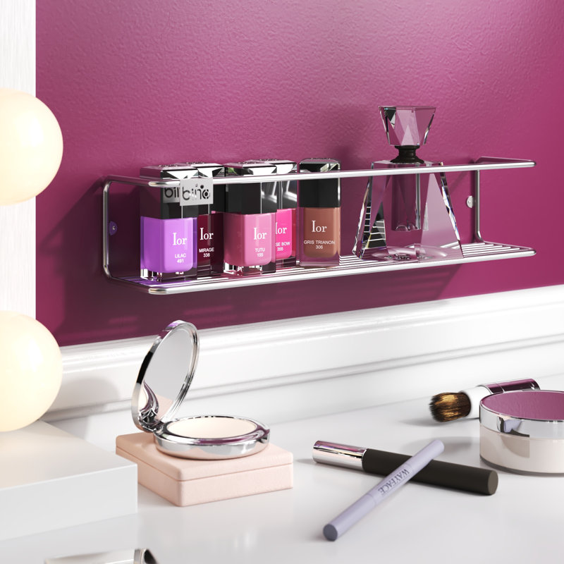 Sophie Modern Industrial Wall Shelf, Chrome Color, 2.8 x 2.8 x 13.0 inches | 100% Metal Construction, 2.2 lbs Bearing Capacity | Stylish Silver Shelf for Home & Office, Perfect for Displaying Decor & Organizing Space