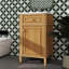 Meuble-lavabo autoportant en bois de 20 po avec lavabo, pieds en bois massif, tiroir inclinable et tablette réglable