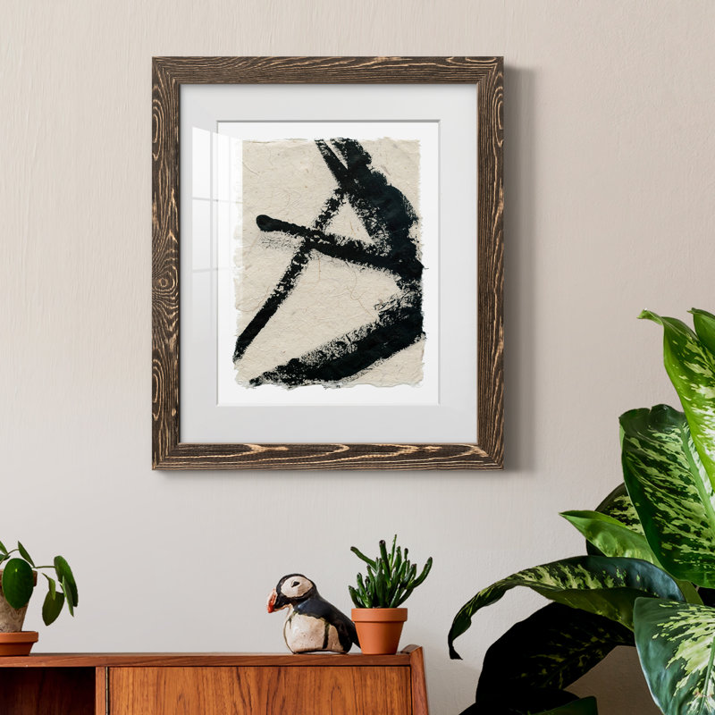 Lignes croisées I - peinture encadrée, Papier, cadre noyer, H 20 po x l 17 po x P 1,5 po