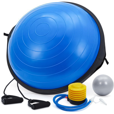 25" Half Balance Ball, 1600lbs Stability Trainer with Bands & Pump for Home Gym