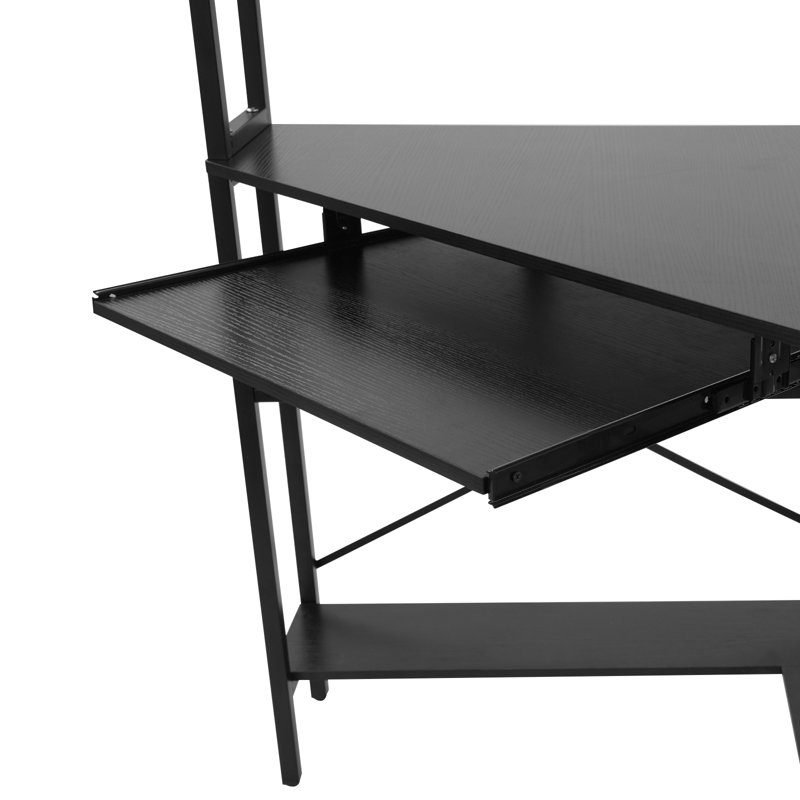 Bureau d'ordinateur de coin avec prises de courant, Gris foncé / Noir