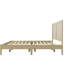 Très grand lit, cadre de lit en bois naturel, ornements tissés, pieds en caoutchouc, système de lattes silencieuses, idéal pour les chambres à coucher modernes, conception d'inspiration Mid-Century solide, ton, lattes, support lourd, convient