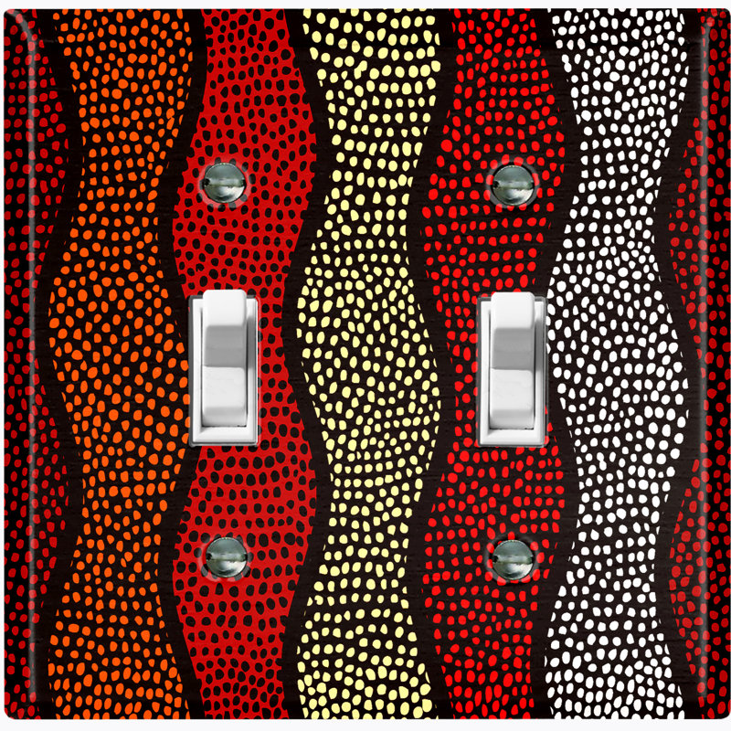 Metal Light Switch Plate Outlet Cover (Safari Pattern African Tribal Dot Art Stripes   - Single Toggle)