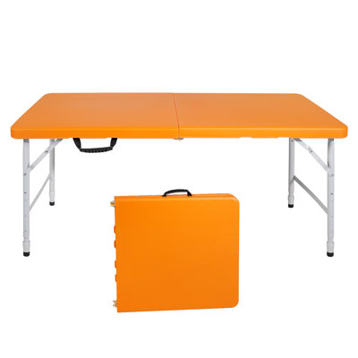 Table pliante portative 4 pieds orange et intérieure (poids maximum de 135 kg pour le camping)