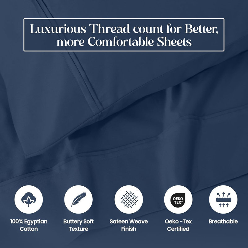 2-Piece Standard Pillowcase Set, 1200 Thread Count, Soft And Breathable