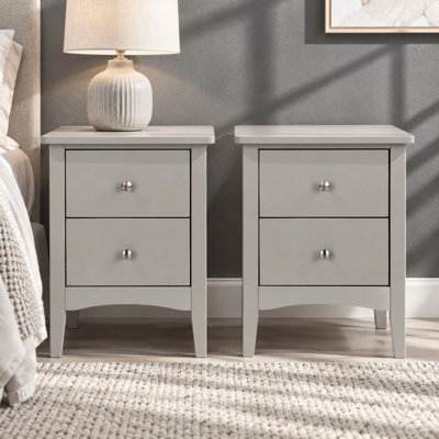 Set of 2 Como Grey 2-Drawer Bedside Cabinets