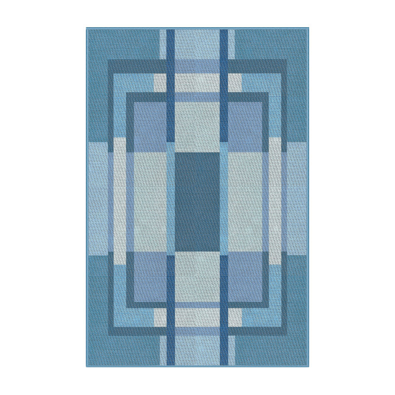 Tapis géométrique bleu ciel, Rectangle 5 pi x 8 pi