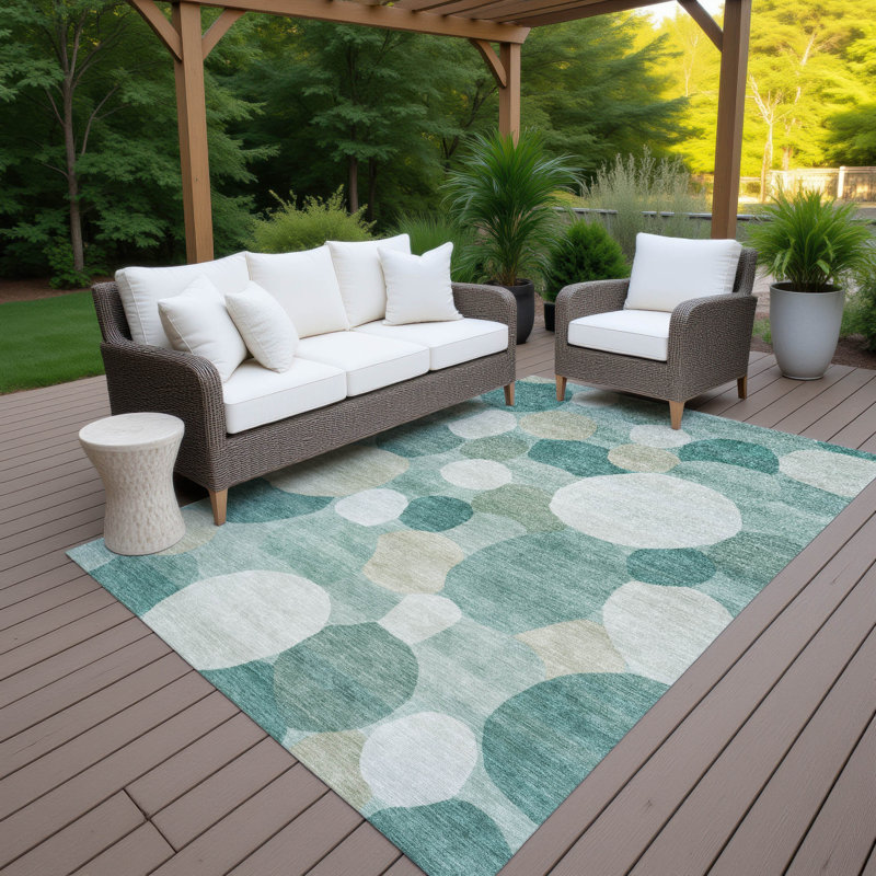 Machine Washable Indoor/Outdoor Jozwiak ACN2375 Geometric Rug, Rectangle 5' x 7'6"