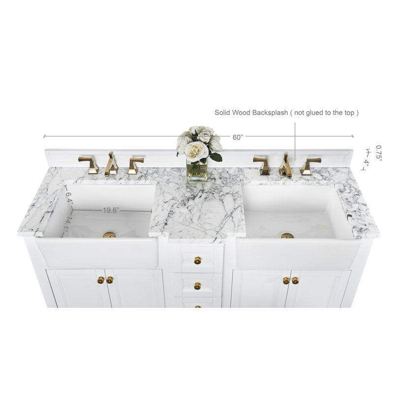Adeline 60'' W Double Vanity, White