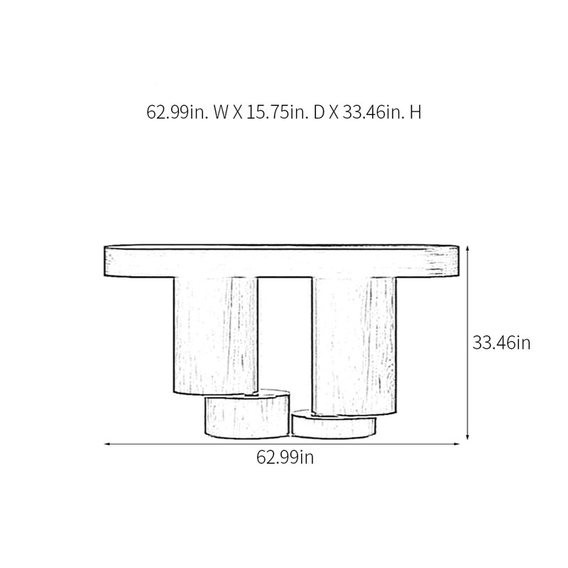 Console Modern Geometric Art, H 33,46 po x l 62,99 po x P 15,75 po, Bois naturel