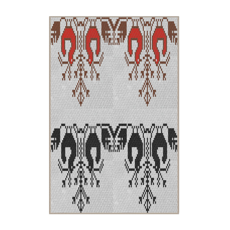 Tapis gris/zone rose à motifs, Rectangle 4 pi x 6 pi