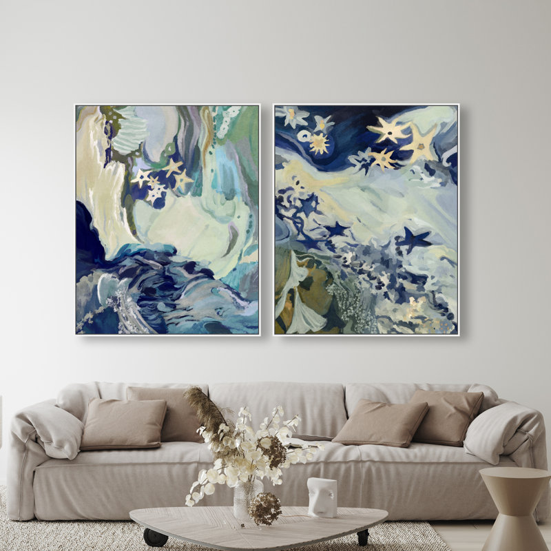 Mermaid Dream Set Set by Oliver Gal, 50"H x 42"W, White Floater Frame