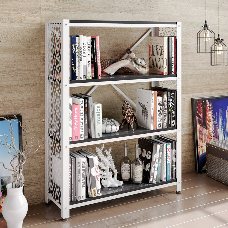 121.92cm H x 91.44cm W Steel Etagere Bookcase, Bendire/White